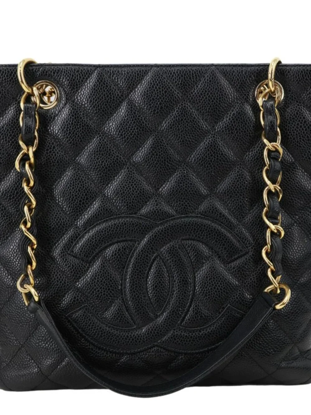 Chanel PST Petite Quilted Caviar Leather Shopping Tote Black